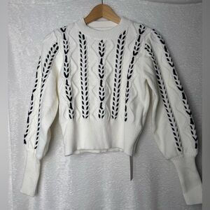 Commense White Sweater with Black Detailing